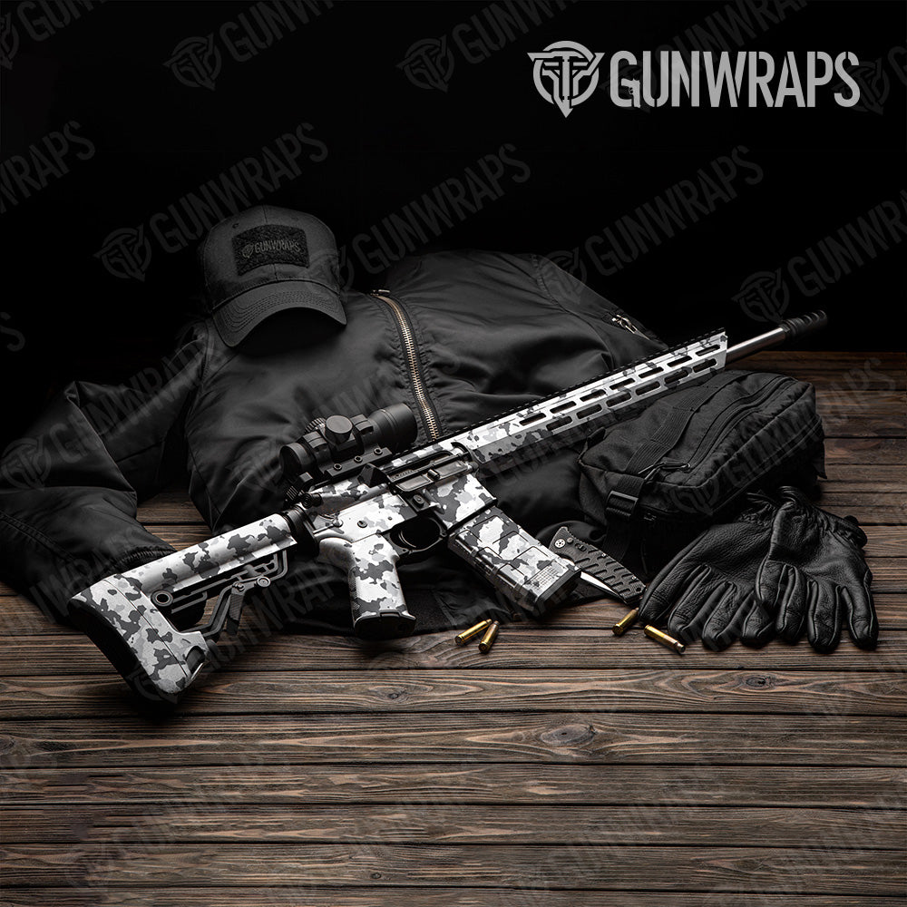 AR 15 Cumulus Snow Camo Gun Skin Vinyl Wrap