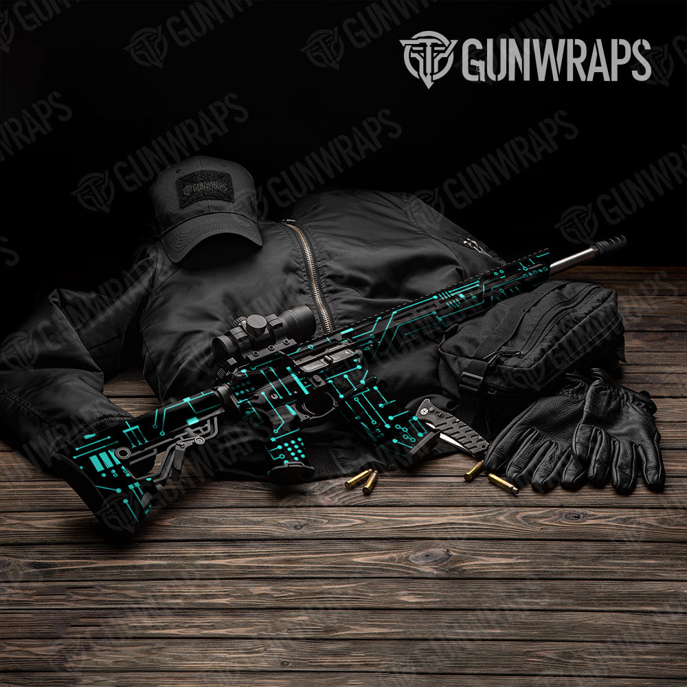 AR 15 Circuit Board Tiffany Blue Gun Skin Vinyl Wrap Sale