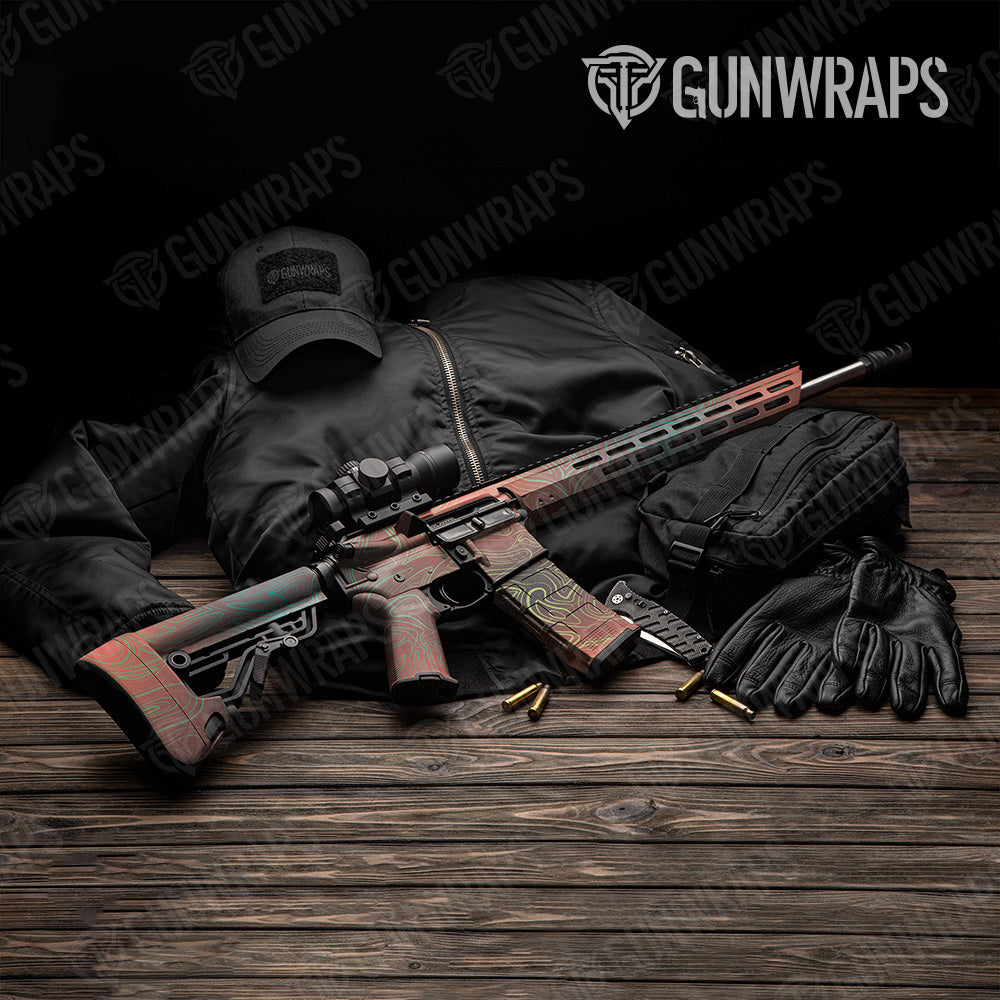 AR 15 Damascus Fiesta Gun Skin Vinyl Wrap