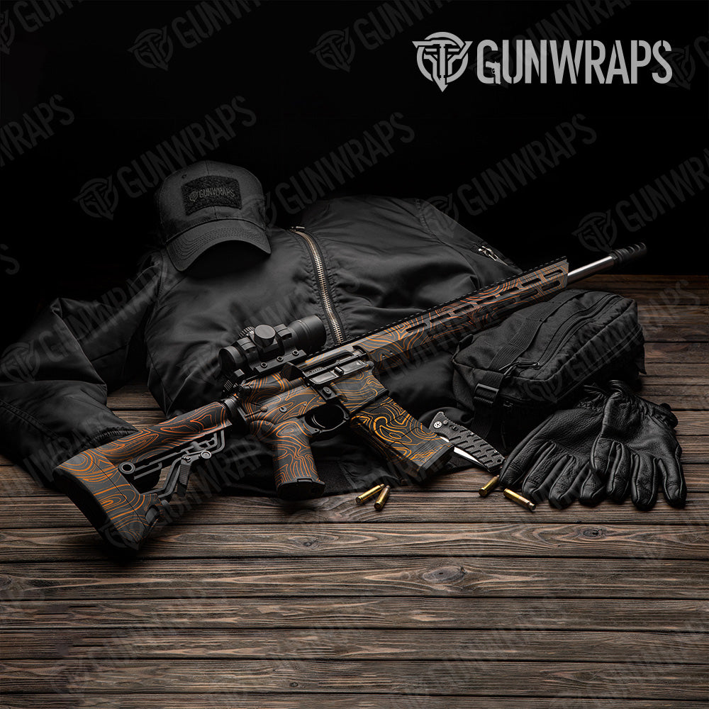 AR 15 Damascus Orange Gun Skin Vinyl Wrap