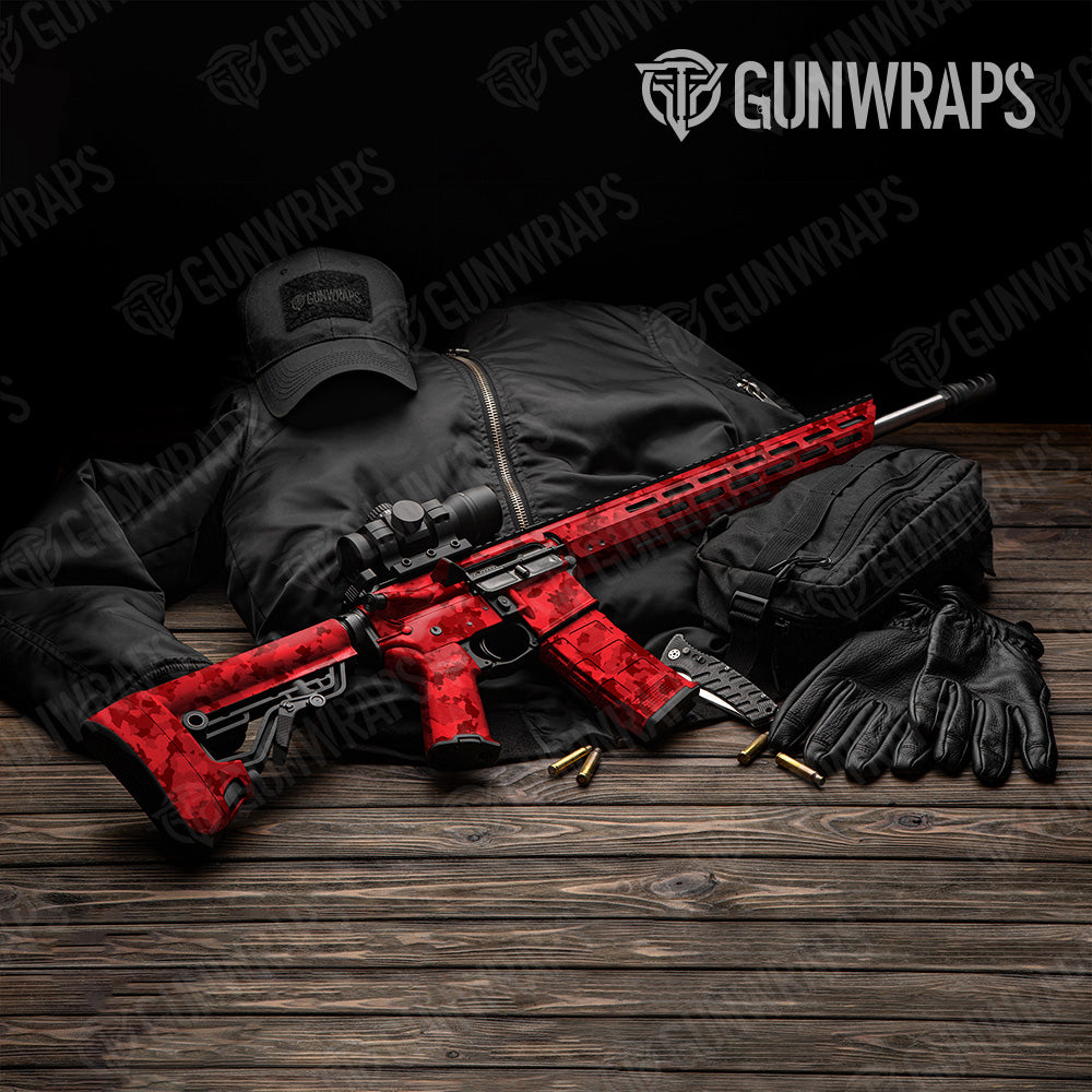 AR 15 Cumulus Elite Red Camo Gun Skin Vinyl Wrap