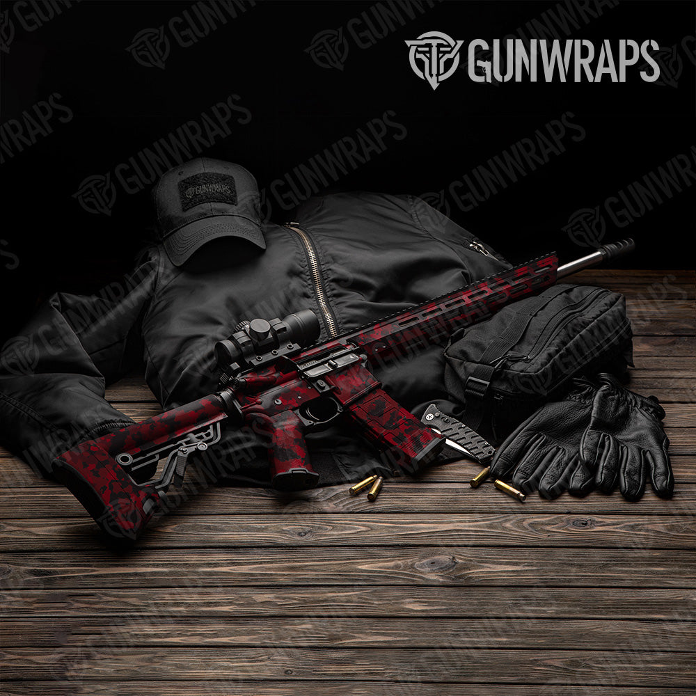AR 15 Cumulus Vampire Red Camo Gun Skin Vinyl Wrap