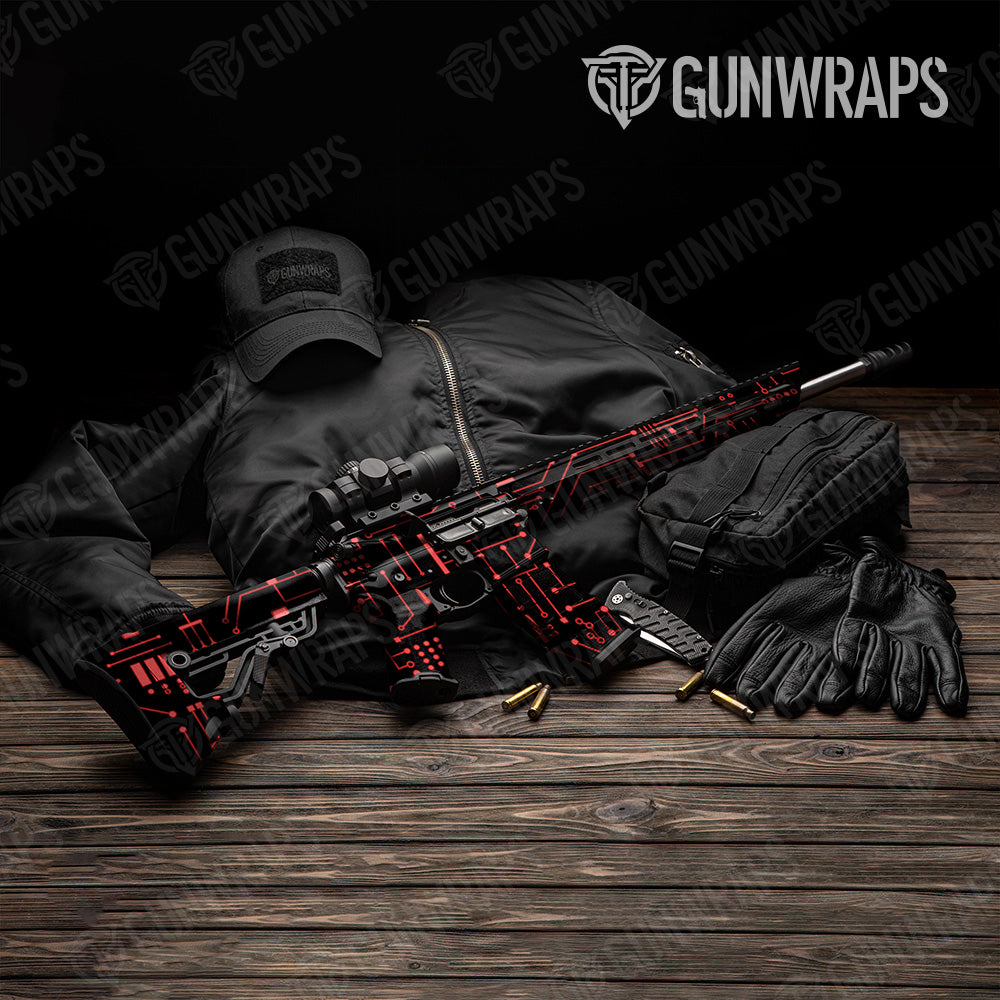 AR 15 Circuit Board Red Gun Skin Vinyl Wrap