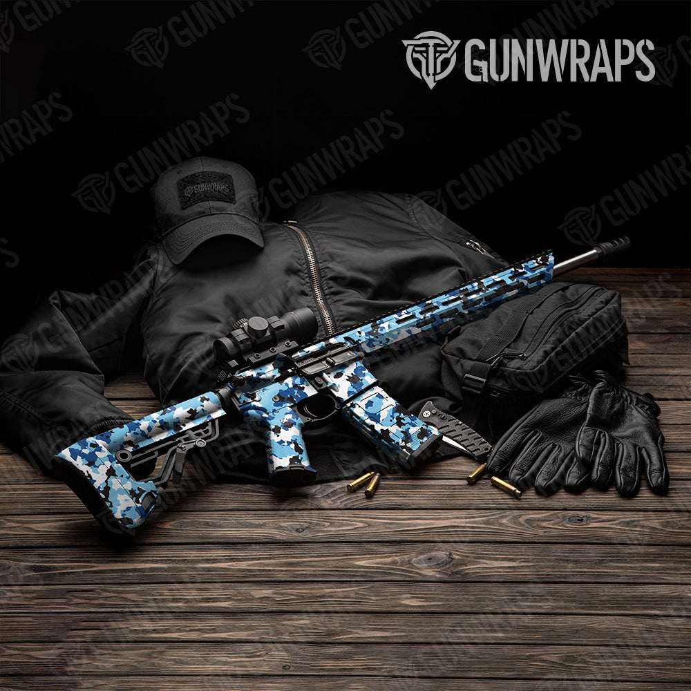 AR 15 Cumulus Baby Blue Camo Gun Skin Vinyl Wrap
