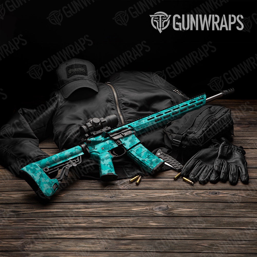 AR 15 Cumulus Elite Tiffany Blue Camo Gun Skin Vinyl Wrap