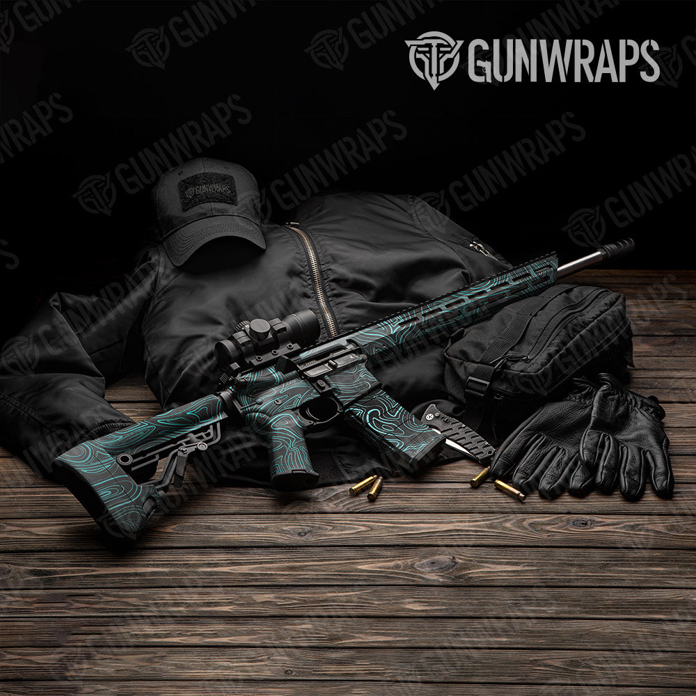AR 15 Damascus Tiffany Blue Gun Skin Vinyl Wrap