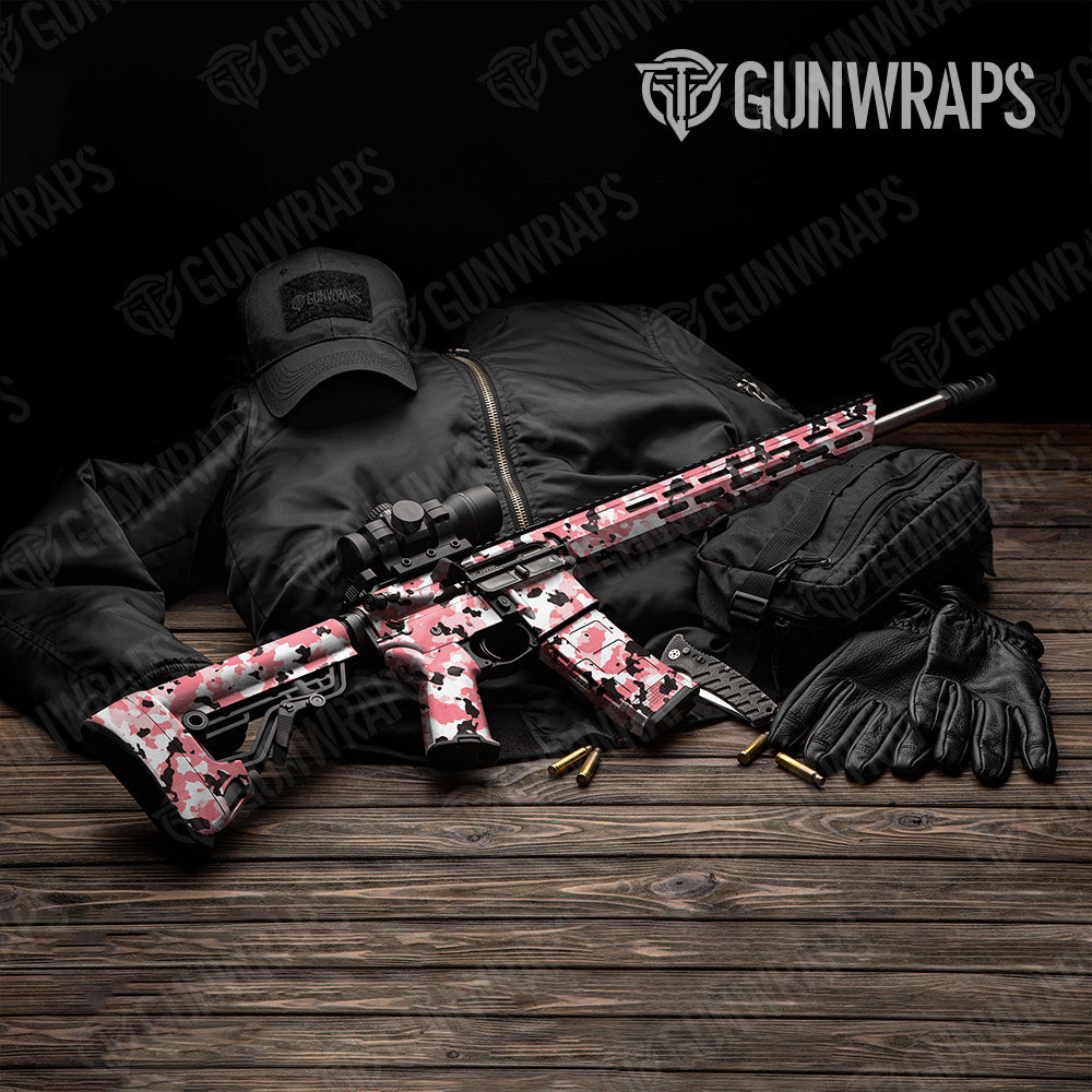 AR 15 Cumulus Pink Camo Gun Skin Vinyl Wrap