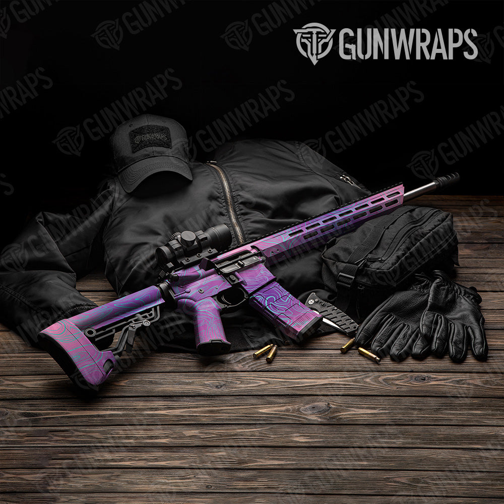 AR 15 Damascus Aurora Gun Skin Vinyl Wrap