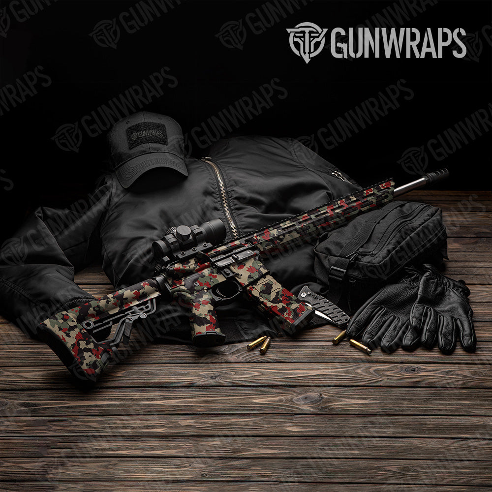 AR 15 Cumulus Militant Red Camo Gun Skin Vinyl Wrap