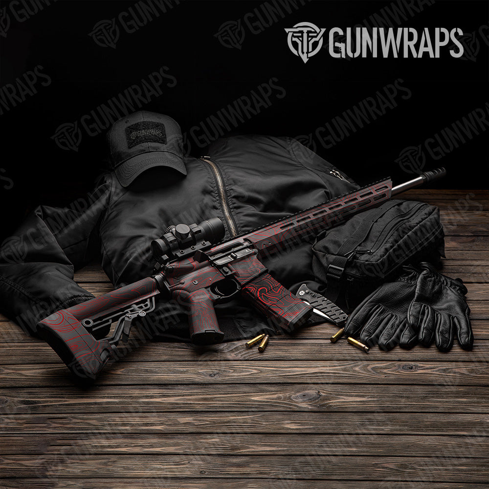 AR 15 Damascus Red Gun Skin Vinyl Wrap Supply