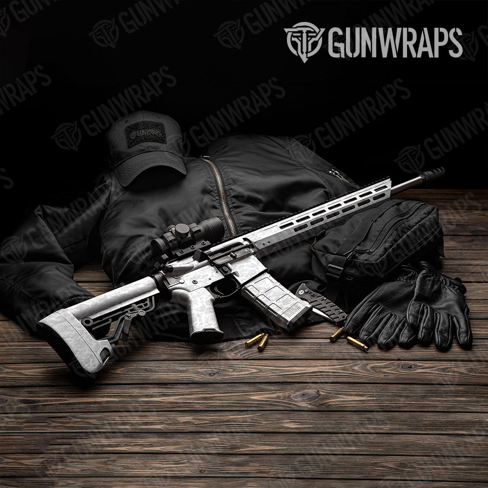AR 15 Classic Elite White Camo Gun Skin Vinyl Wrap