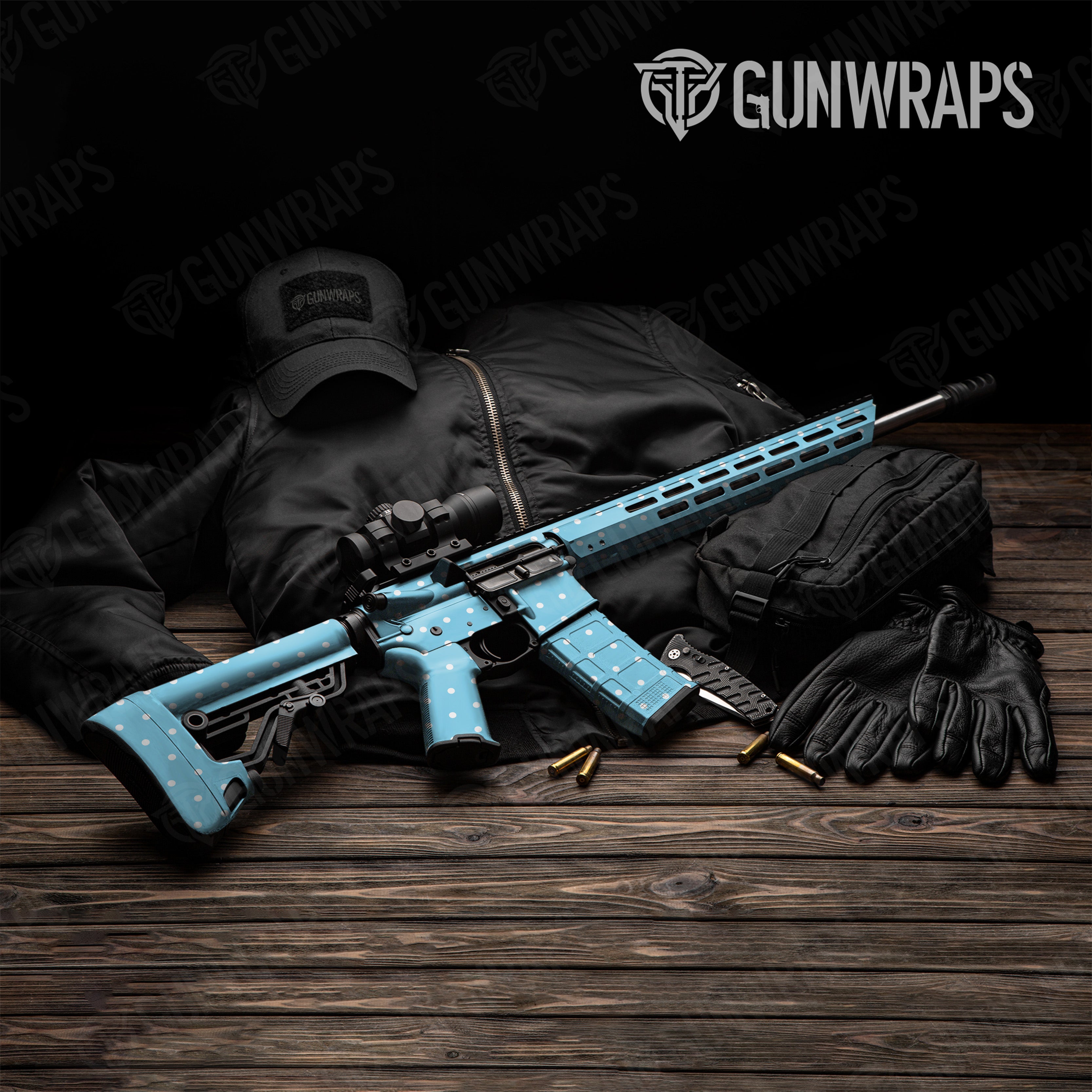 AR 15 Dotted Blue Gun Skin Vinyl Wrap