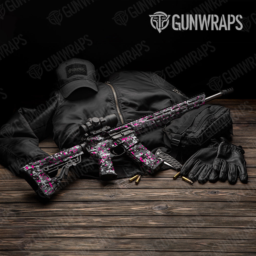 AR 15 Digital Urban Magenta Camo Gun Skin Vinyl Wrap