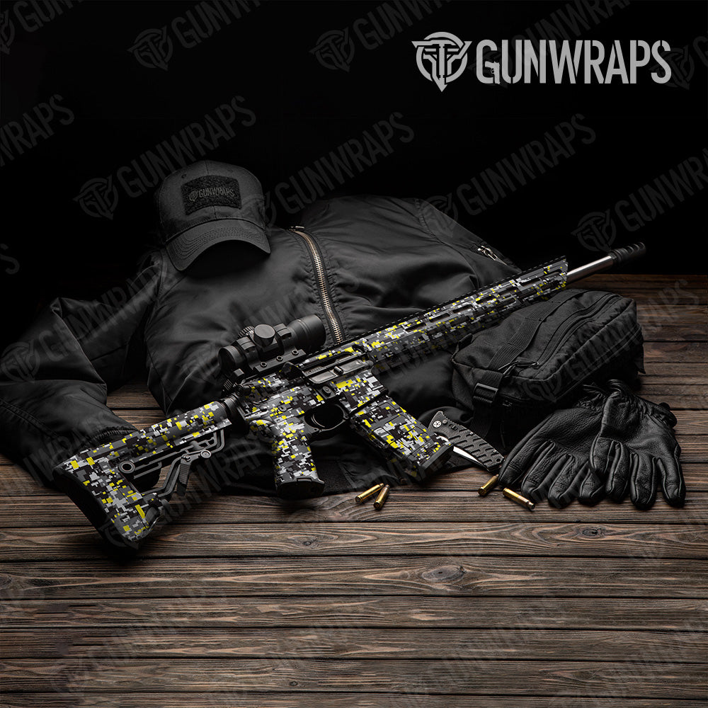 AR 15 Digital Urban Yellow Camo Gun Skin Vinyl Wrap
