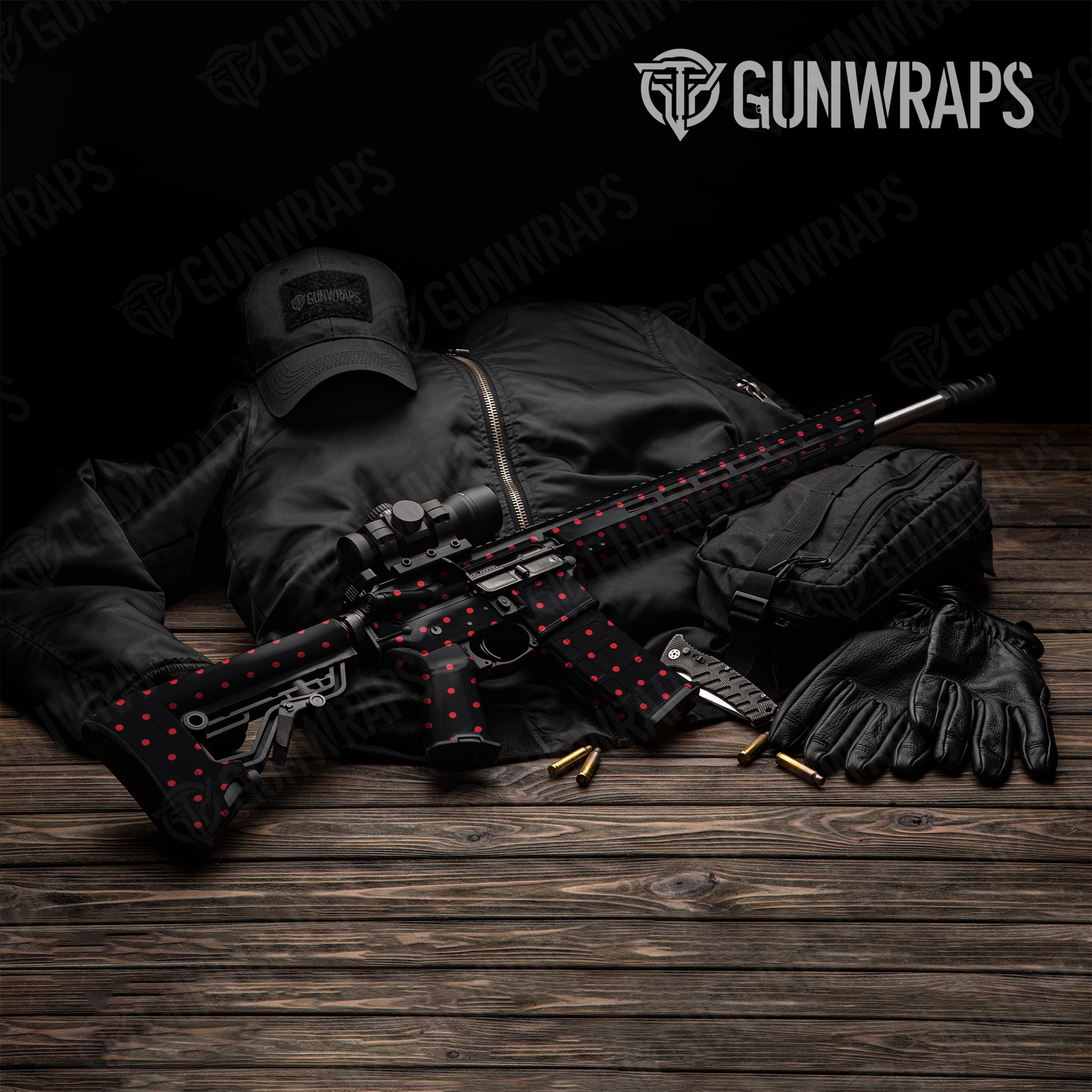 AR 15 Dotted Black Cherry Gun Skin Vinyl Wrap