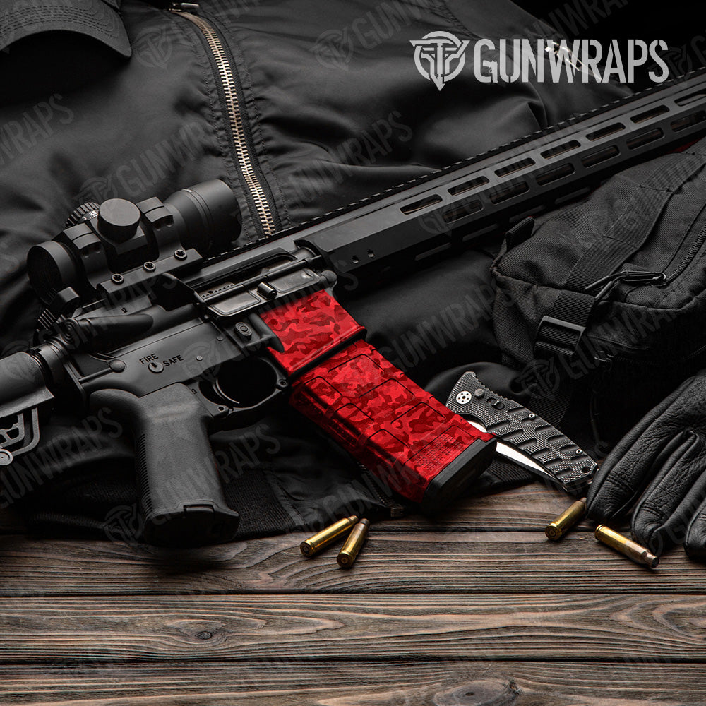 AR 15 Mag & Mag Well Classic Elite Red Camo Gun Skin Vinyl Wrap