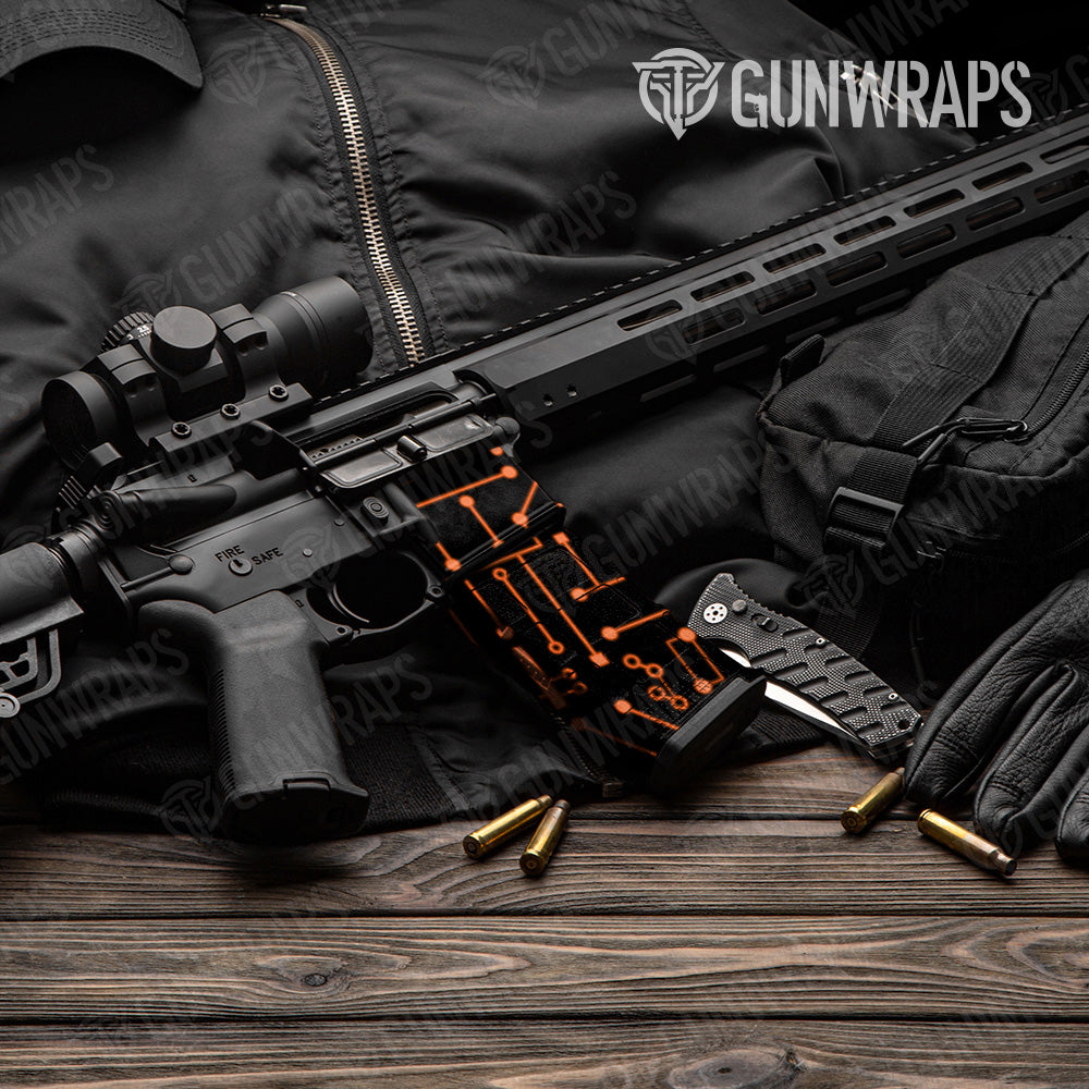 AR 15 Mag & Mag Well Circuit Board Orange Gun Skin Vinyl Wrap Online Hot Sale