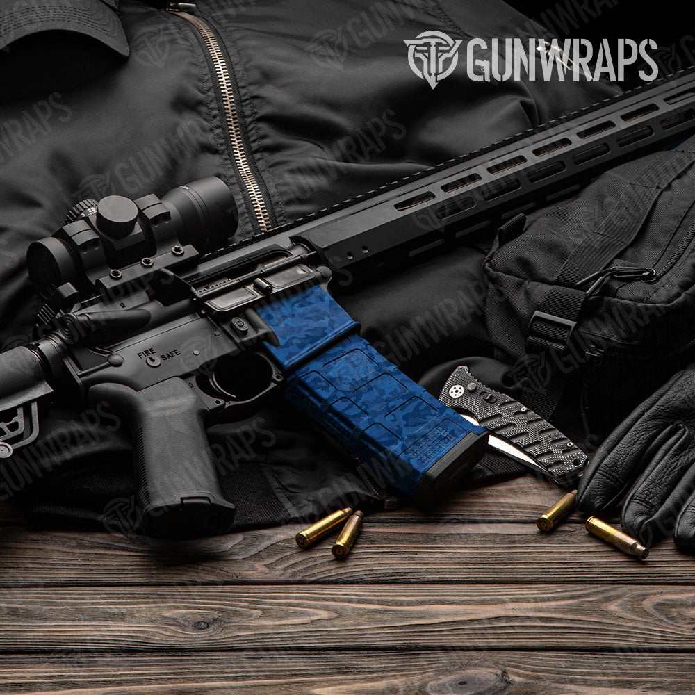 AR 15 Mag & Mag Well Classic Elite Blue Camo Gun Skin Vinyl Wrap Fashion