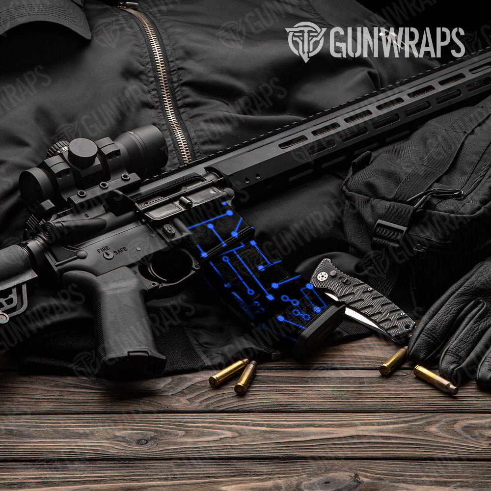 AR 15 Mag & Mag Well Circuit Board Blue Gun Skin Vinyl Wrap