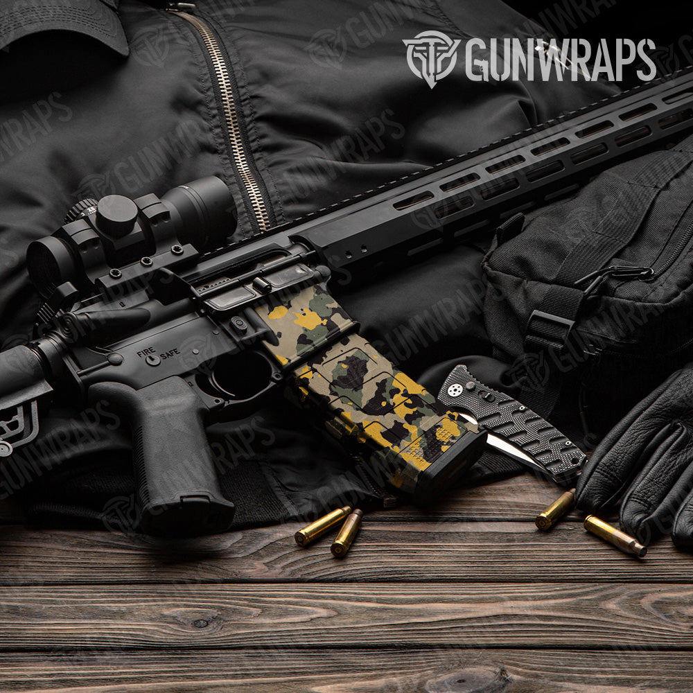 AR 15 Mag & Mag Well Cumulus Militant Yellow Camo Gun Skin Vinyl Wrap