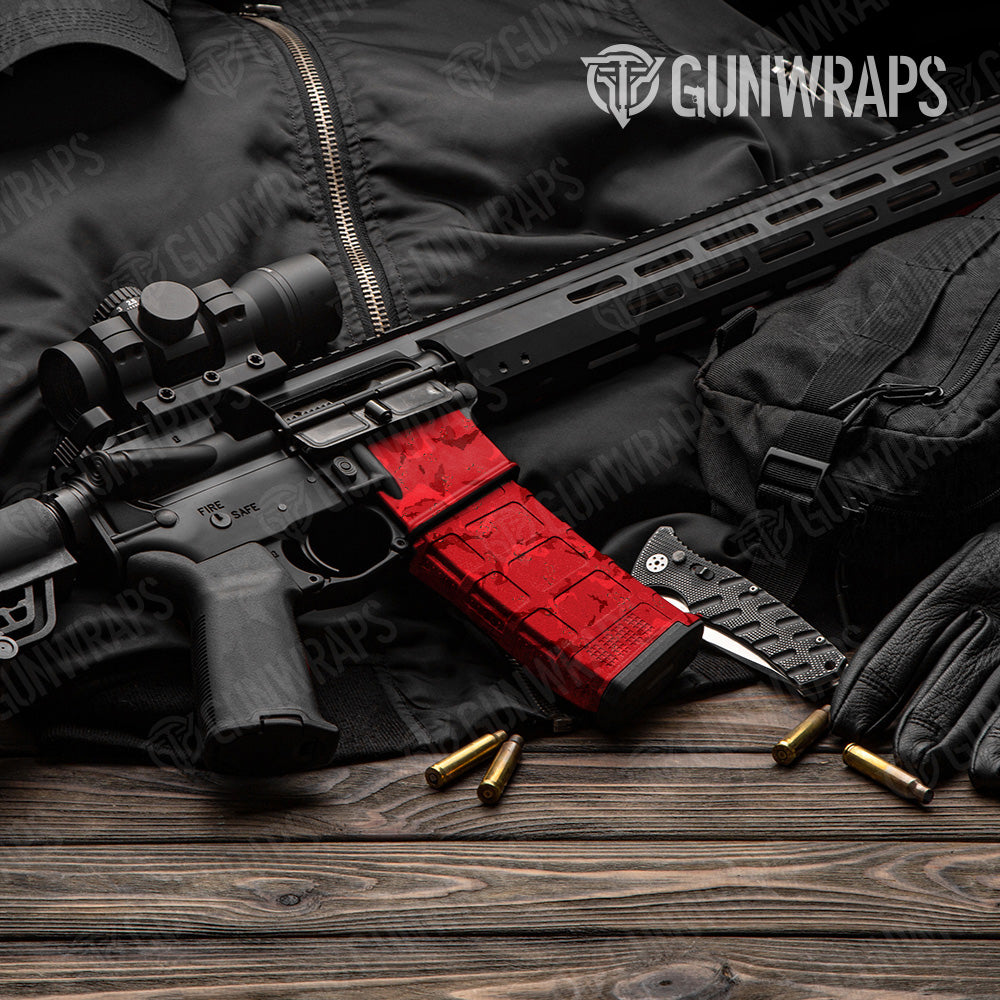 AR 15 Mag & Mag Well Battle Storm Elite Red Camo Gun Skin Vinyl Wrap