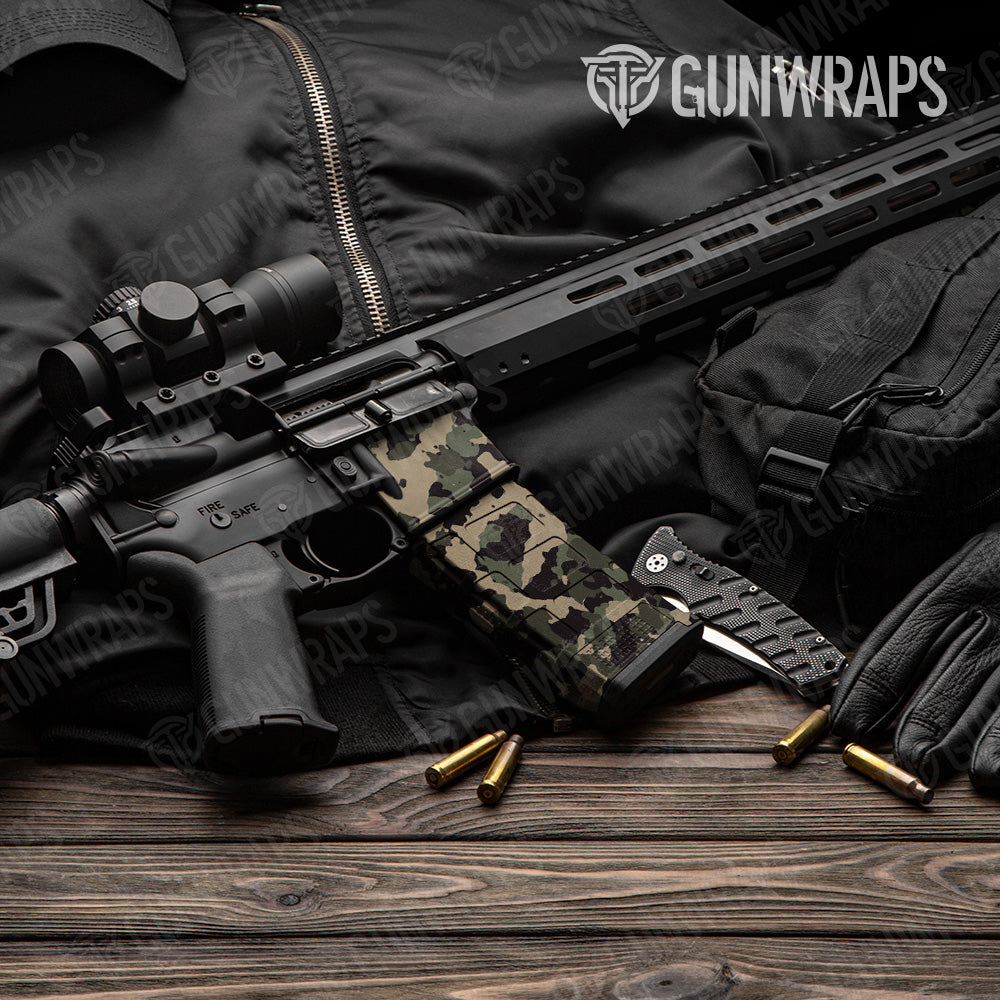 AR 15 Mag & Mag Well Cumulus Militant Green Camo Gun Skin Vinyl Wrap Online Sale