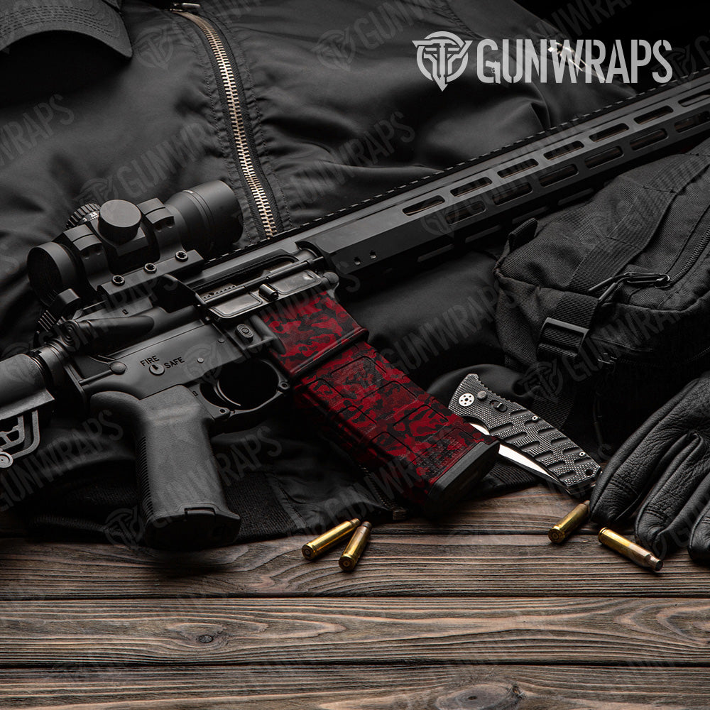 AR 15 Mag & Mag Well Classic Vampire Red Camo Gun Skin Vinyl Wrap on Sale