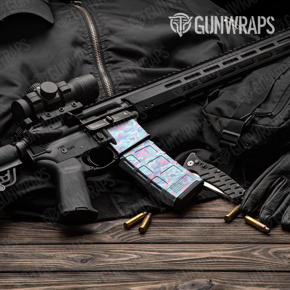 AR 15 Mag & Mag Well Classic Cotton Candy Camo Gun Skin Vinyl Wrap