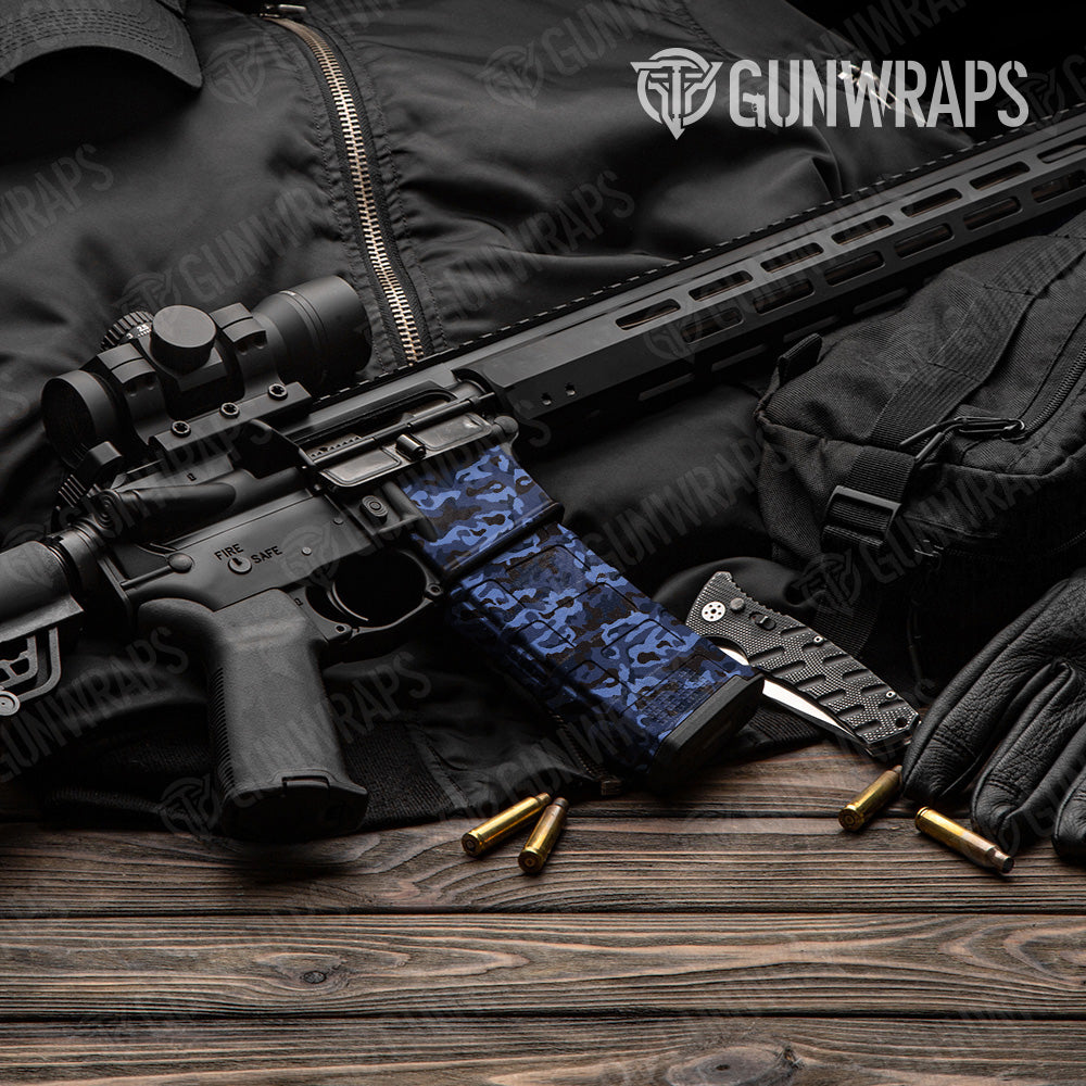AR 15 Mag & Mag Well Classic Blue Midnight Camo Gun Skin Vinyl Wrap Online Sale