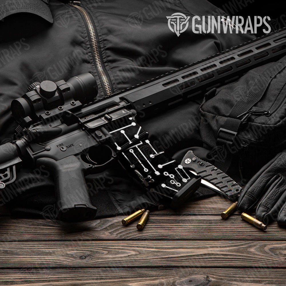AR 15 Mag & Mag Well Circuit Board White Gun Skin Vinyl Wrap