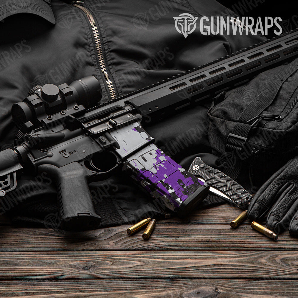 AR 15 Mag & Mag Well Broken Plaid Purple Camo Gun Skin Vinyl Wrap Online Hot Sale