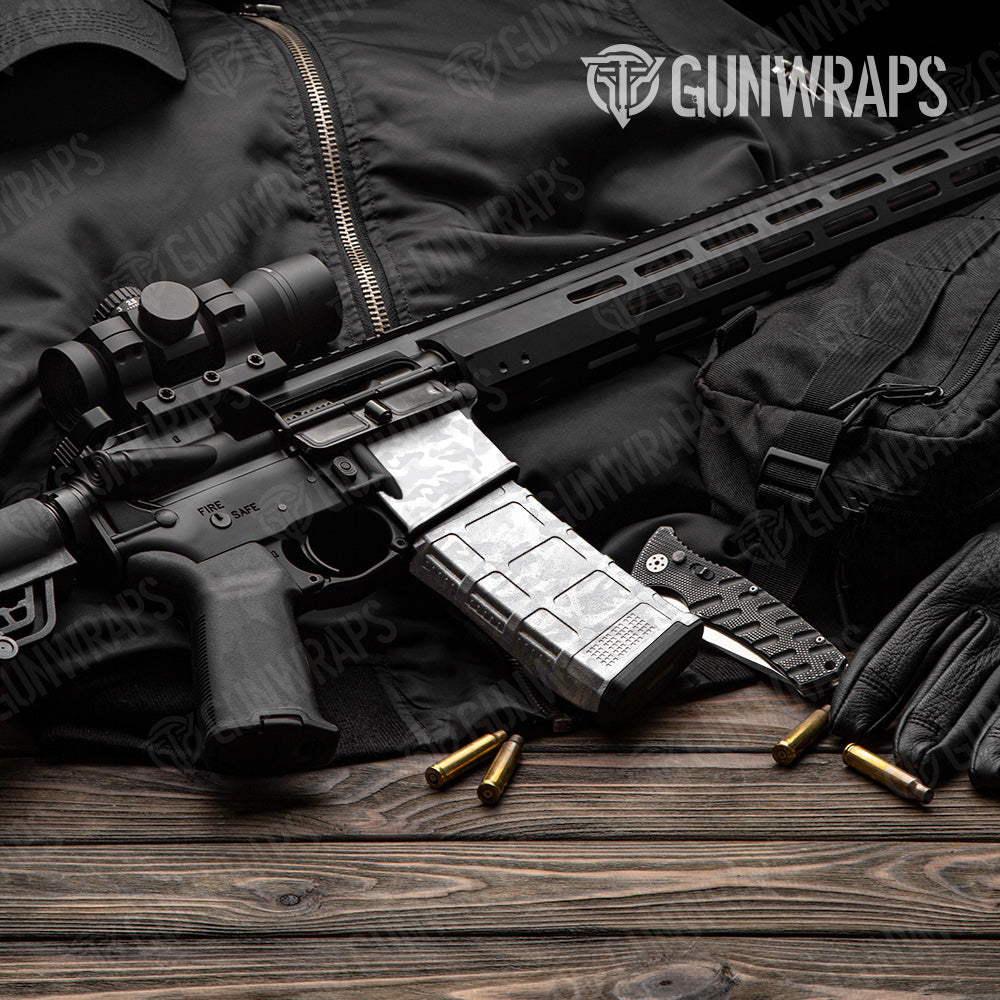 AR 15 Mag & Mag Well Classic Elite White Camo Gun Skin Vinyl Wrap