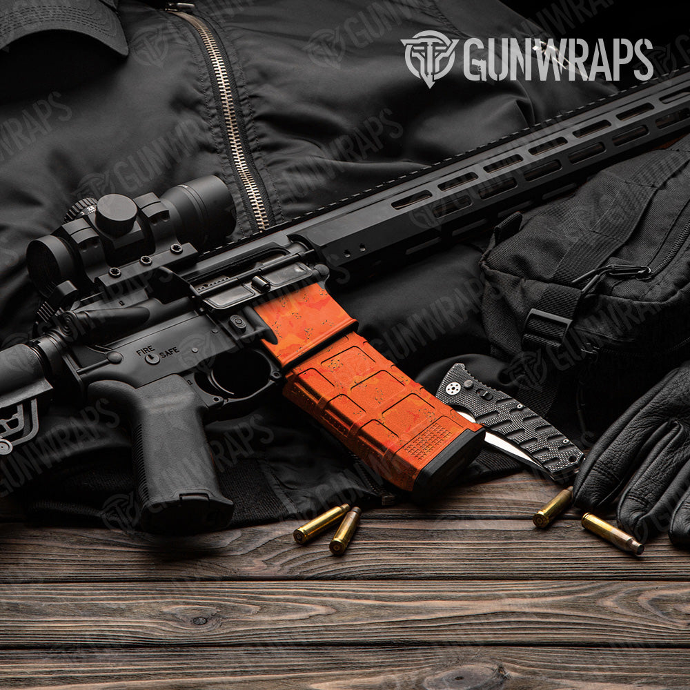 AR 15 Mag & Mag Well Battle Storm Elite Orange Camo Gun Skin Vinyl Wrap Online Hot Sale