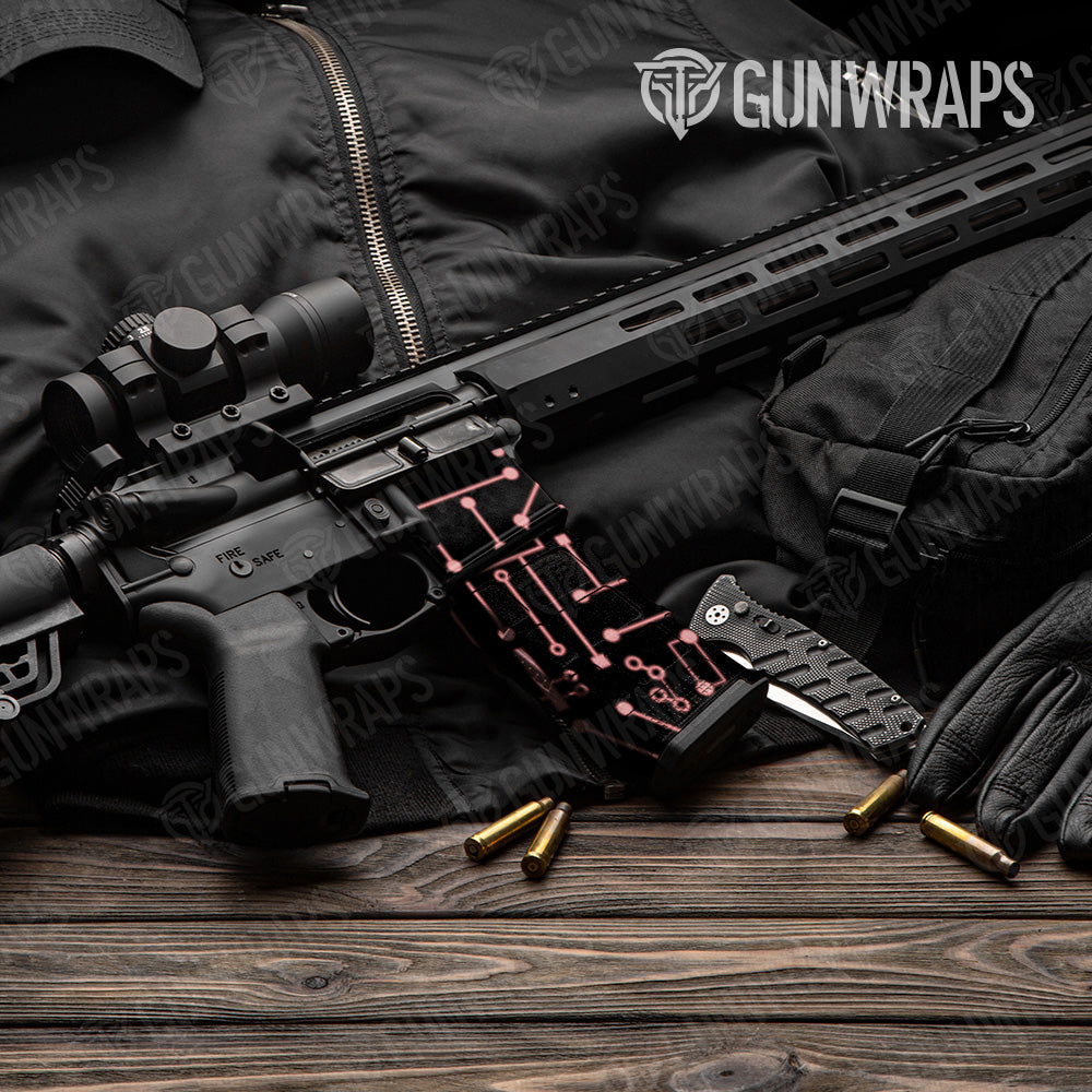 AR 15 Mag & Mag Well Circuit Board Pink Gun Skin Vinyl Wrap