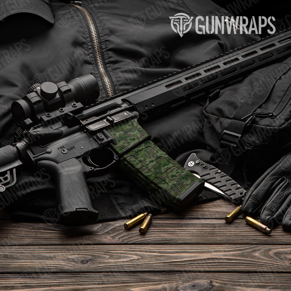 AR 15 Mag & Mag Well Classic Army Dark Green Camo Gun Skin Vinyl Wrap