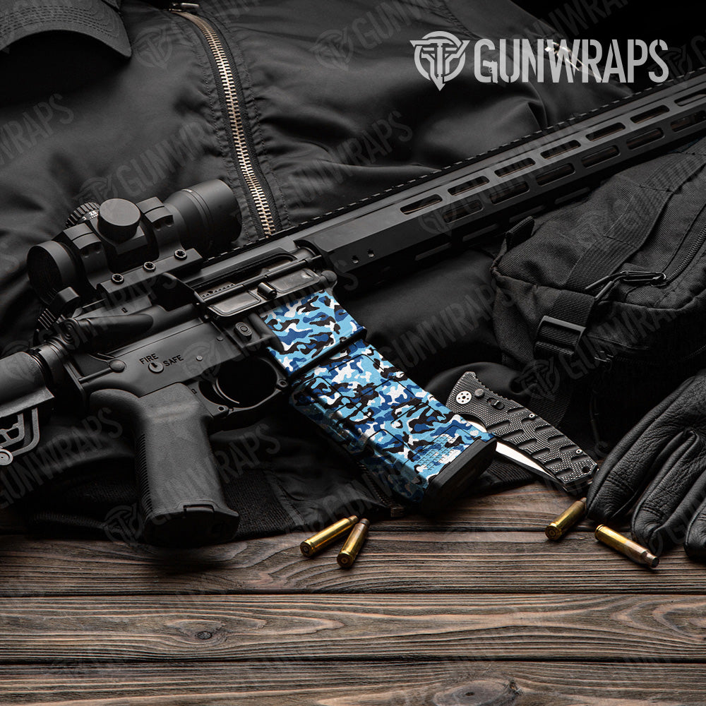 AR 15 Mag & Mag Well Classic Baby Blue Camo Gun Skin Vinyl Wrap