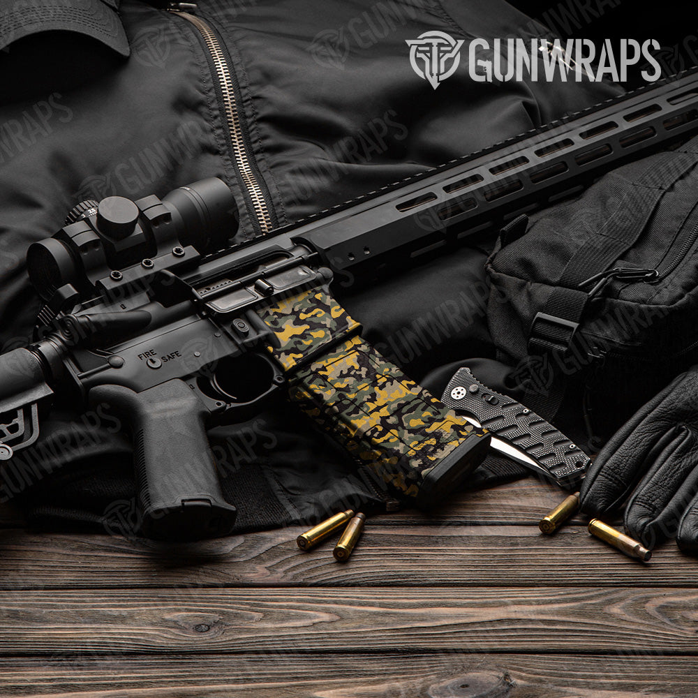 AR 15 Mag & Mag Well Classic Militant Yellow Camo Gun Skin Vinyl Wrap