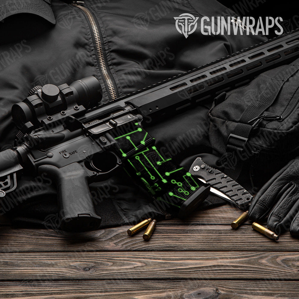 AR 15 Mag & Mag Well Circuit Board Green Gun Skin Vinyl Wrap