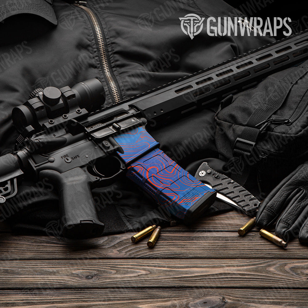 AR 15 Mag & Mag Well Damascus Fire & Ice Gun Skin Vinyl Wrap
