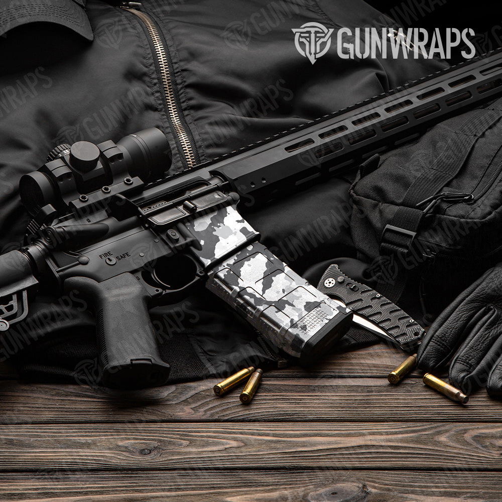 AR 15 Mag & Mag Well Cumulus Snow Camo Gun Skin Vinyl Wrap