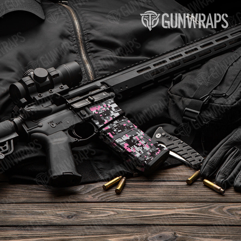 AR 15 Mag & Mag Well Digital Urban Pink Camo Gun Skin Vinyl Wrap