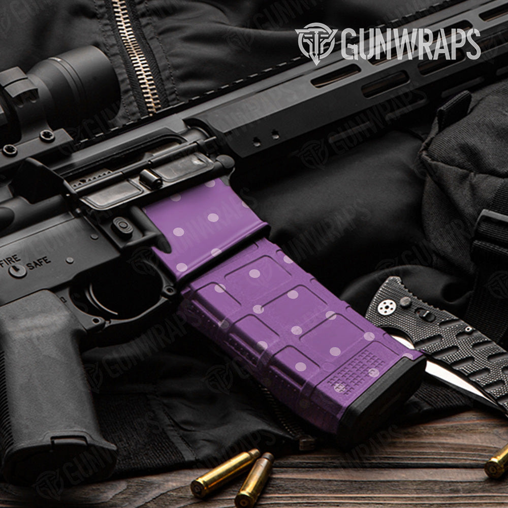 AR 15 Mag & Mag Well Dotted Lavender Gun Skin Vinyl Wrap