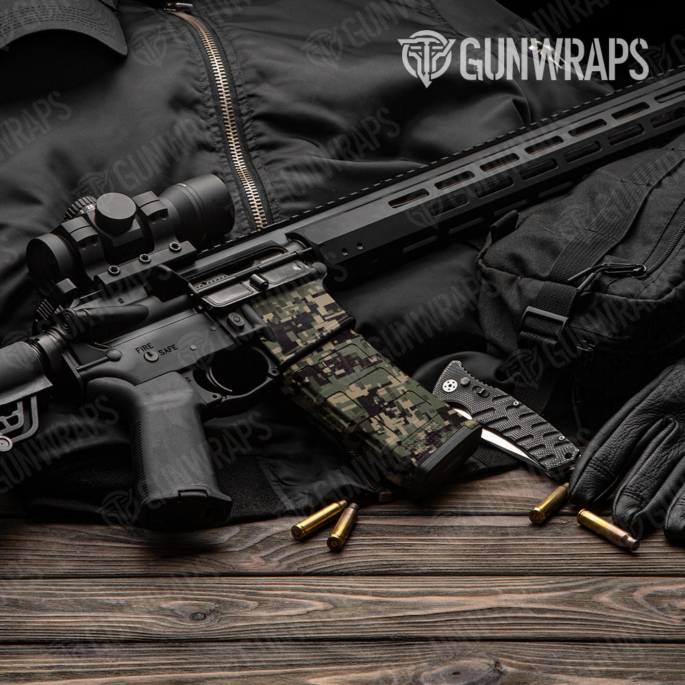 AR 15 Mag & Mag Well Digital Militant Green Camo Gun Skin Vinyl Wrap Online Sale
