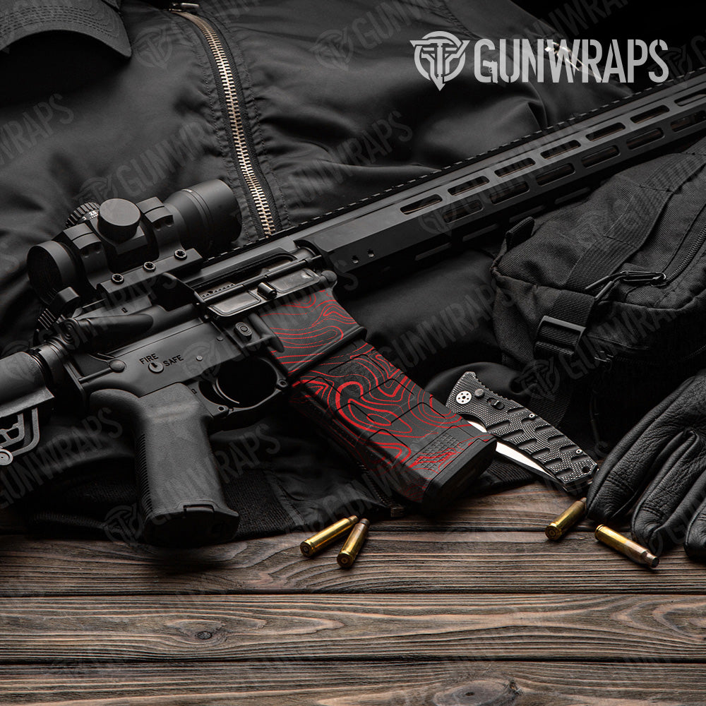 AR 15 Mag & Mag Well Damascus Red Gun Skin Vinyl Wrap