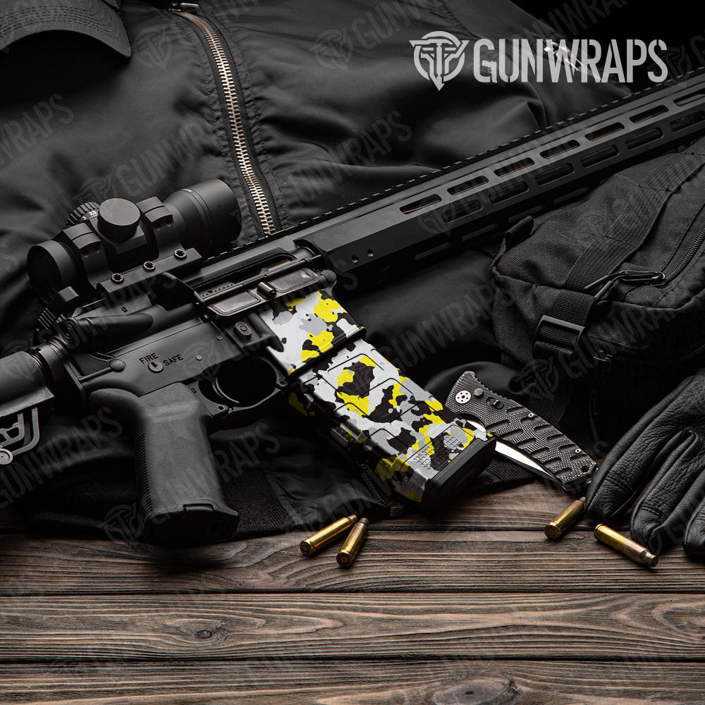 AR 15 Mag & Mag Well Cumulus Yellow Tiger Camo Gun Skin Vinyl Wrap