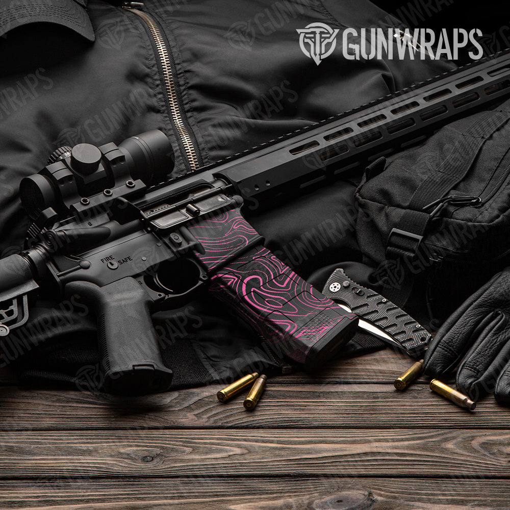 AR 15 Mag & Mag Well Damascus Magenta Gun Skin Vinyl Wrap