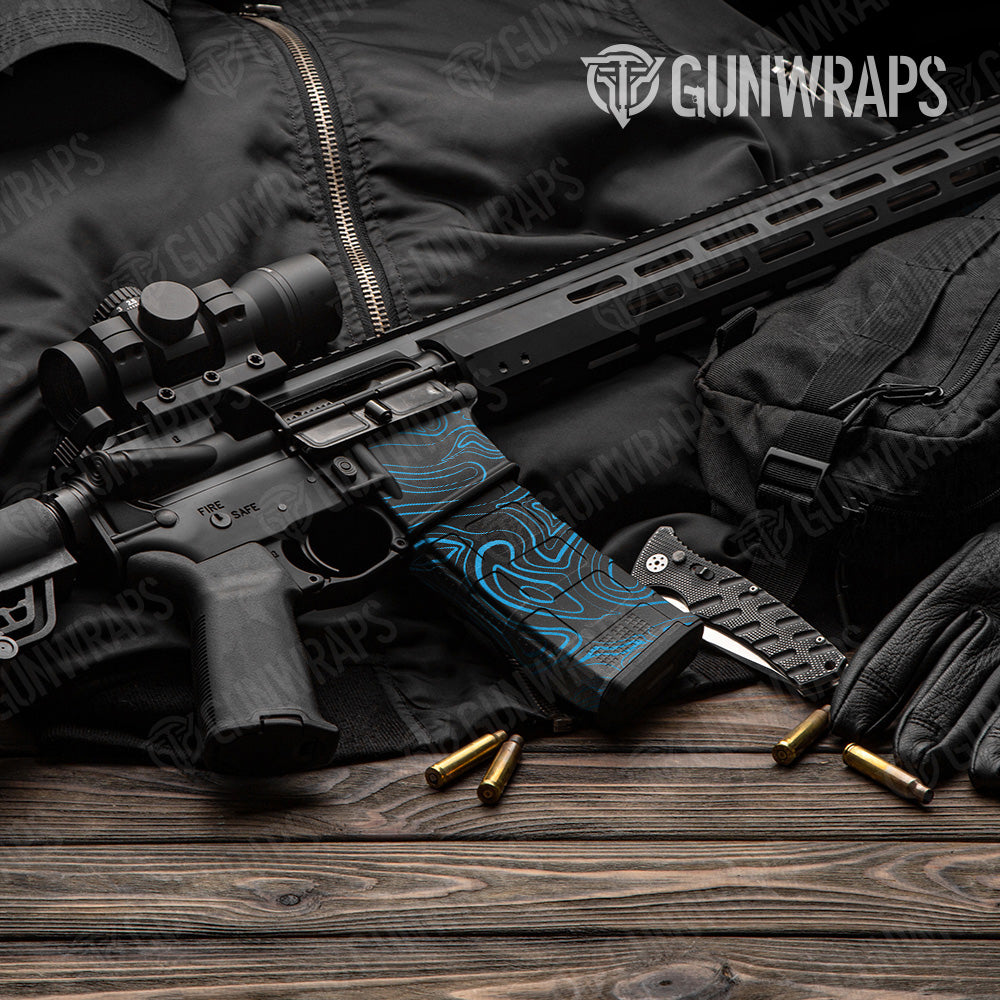 AR 15 Mag & Mag Well Damascus Blue Gun Skin Vinyl Wrap