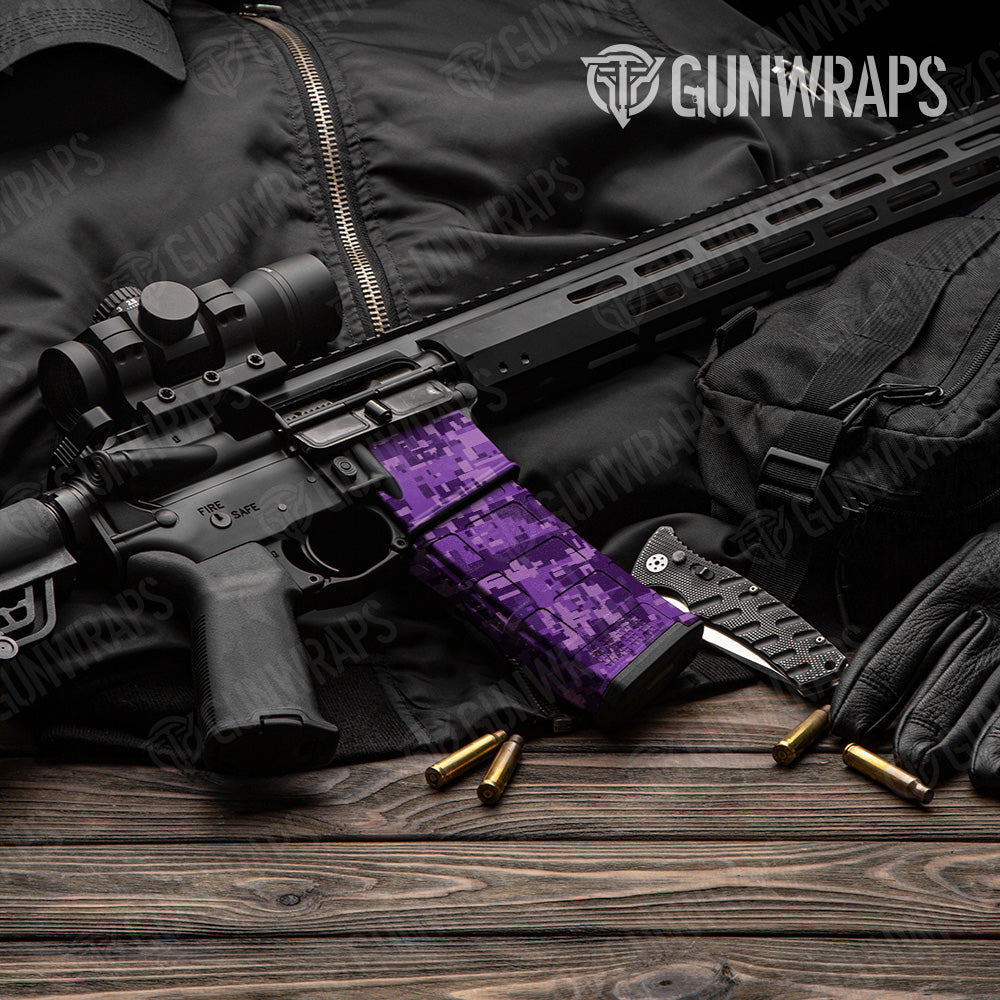 AR 15 Mag & Mag Well Digital Elite Purple Camo Gun Skin Vinyl Wrap