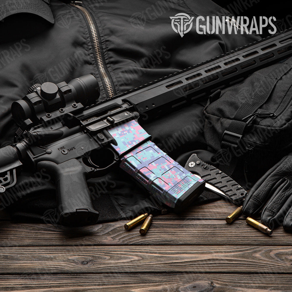 AR 15 Mag & Mag Well Digital Cotton Candy Camo Gun Skin Vinyl Wrap