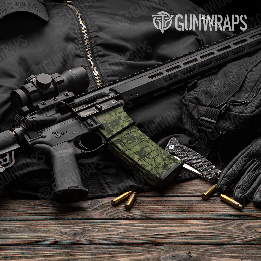AR 15 Mag & Mag Well Digital Army Green Camo Gun Skin Vinyl Wrap